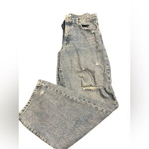 Straight leg boyfriend blue jeans